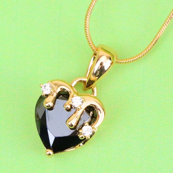 "Heart Drip Black Pendant in Gold Finish Gothic Charm,XPPT1697 - Picture 1 of 13
